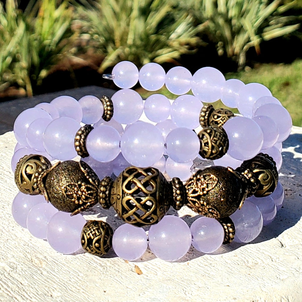 Lavender Jade with Turkish Bronze Focals