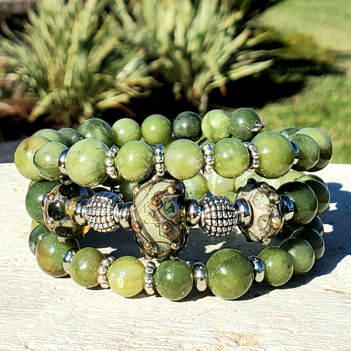 Taiwanese Jade and Lapwork with Hand-crafted Specialty Focal Beads