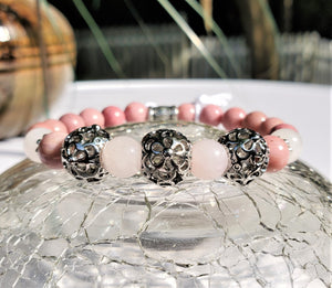 Rose Quart and Rhodocrosite Full~Circle Stretch Bracelet