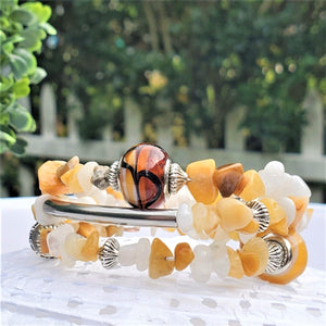 Yellow Jade Triple~Wrap Bracelet