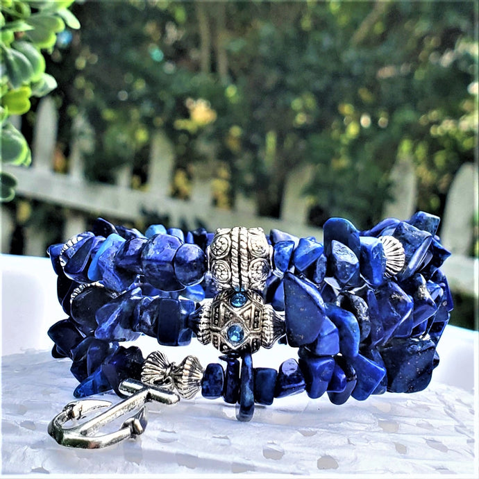 Lovely Lapis Lazuli Triple~Wrap Bracelet