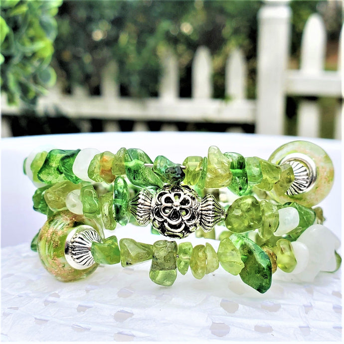 Gorgeous Green Triple~Wrap Bracelet