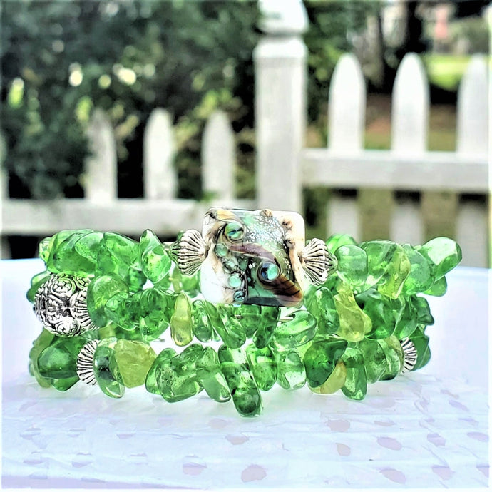 Emerald Jade Triple~Wrap Bracelet